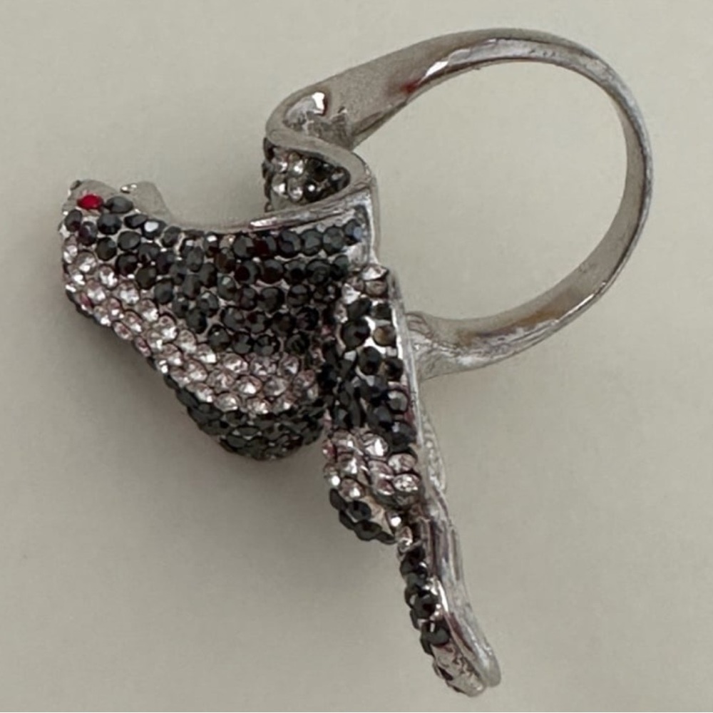 Crystal and silver Snake Ring - Picture 4 of 6